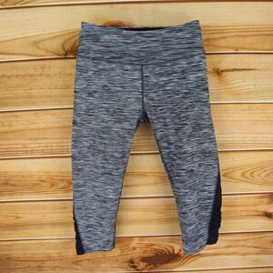 RBX Capri Leggings Mid‎ Rise Womens XL Black White Heathered Stretch Poly Blend